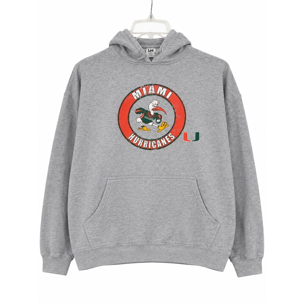 Vintage Miami Hurricanes Sebastian Ibis Cropped Hoodie Mens XL Gray NCAA 90s